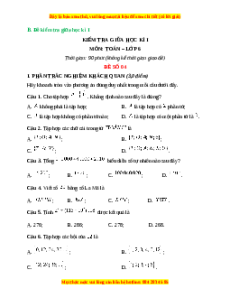 Đề thi giữa kì 1 Toán 6 Cánh diều (Đề 4)