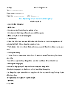 Giáo án Bài 2: Đặc trưng cơ bản của sản xuất lâm nghiệp Công nghệ 12 Cánh diều