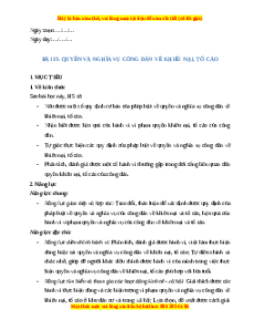 Giáo án Bài 15 KTPL 11 Cánh diều: Quyền và nghĩa vụ công dân về khiếu nại, tố cáo