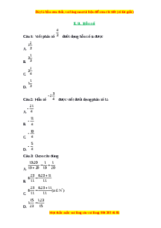 Trắc nghiệm Hỗn số Toán 6 Chân trời sáng tạo