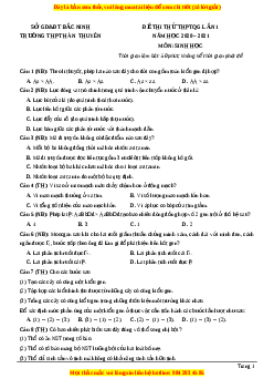 Đề thi thử Sinh Học trường Hàn Thuyên lần 1 năm 2021