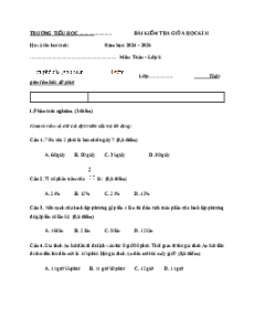 Đề thi Giữa kì 2 Toán lớp 5 Chân trời sáng tạo (Đề 3)