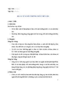 Giáo án Bài 13: Xử lí môi trường nuôi thuỷ sản Công nghệ 12 Cánh diều