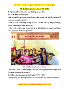 Lý thuyết Lịch sử 7 Kết nối tri thức Bài 16: Khởi nghĩa Lam Sơn (1418 - 1427)