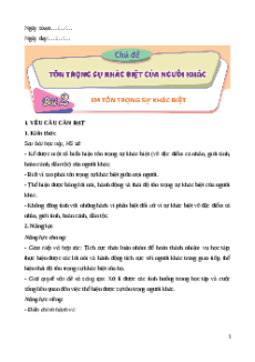 Giáo án Bài 2: Em tôn trọng sự khác biệt Đạo đức lớp 5 Cánh diều