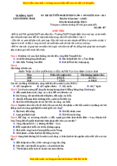 Đề thi thử Địa Lí trường Chuyên Bắc Ninh lần 1 năm 2021