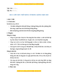 Giáo án GDQP 11 Bài 5 (Kết nối tri thức): Kiến thức phổ thông về phòng không nhân dân