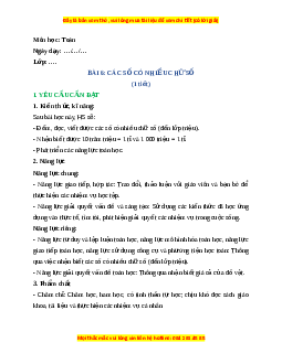 Giáo án Các số có nhiều chữ số Toán lớp 4 Cánh diều