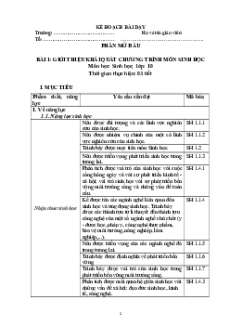 Giáo án Sinh học 10 Chân trời sáng tạo (phiên bản 2)
