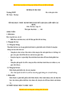 Giáo án Bài 23 Tin 11 Kết nối tri thức: Thực hành truy xuất dữ liệu qua liên kết cảng bảng