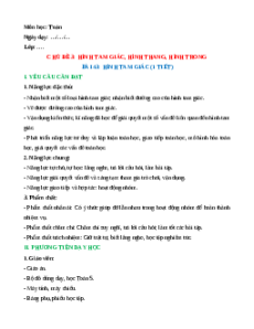 Giáo án Hình tam giác Toán lớp 5 Chân trời sáng tạo