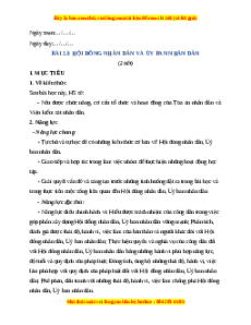 Giáo án Bài 23 KTPL 10 Kết nối tri thức: Hội đồng nhân dân và Ủy ban nhân dân