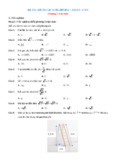 Bài tập ôn tập + Đề kiểm tra Toán 9 Chương 3 Chân trời sáng tạo