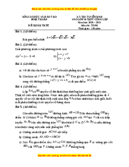 Đề thi vào 10 môn Toán tỉnh Bình Thuận (Hệ không chuyên) năm 2021