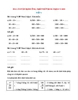 VBT Toán lớp 3 Bài 2 (Kết nối tri thức): Ôn tập phép cộng, phép trừ trong phạm vi 1000