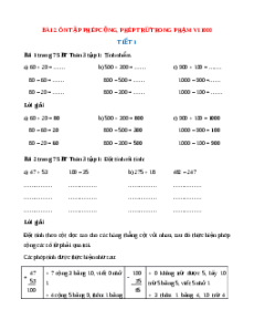 VBT Toán lớp 3 Bài 2 (Kết nối tri thức): Ôn tập phép cộng, phép trừ trong phạm vi 1000