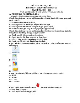 Bộ 3 đề thi Cuối kì 1 Tin học 9 Chân trời sáng tạo có đáp án