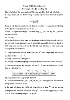Đề thi HSG Hóa học 10 Trường THPT Chuyên Lam Sơn - Thanh Hóa