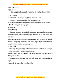 Giáo án Phép cộng, phép trừ các số tự nhiên Toán 6 Cánh diều