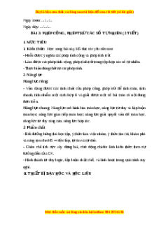 Giáo án Phép cộng, phép trừ các số tự nhiên Toán 6 Cánh diều