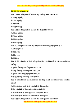 Trắc nghiệm Bài 20 Địa lí 10 Chân trời sáng tạo: Cơ cấu dân số