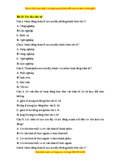 Trắc nghiệm Bài 20 Địa lí 10 Chân trời sáng tạo: Cơ cấu dân số