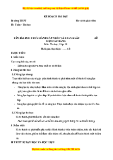 Giáo án Bài 21 Tin 11 Kết nối tri thức: Thực hành cập nhật và truy xuất dữ liệu các bảng