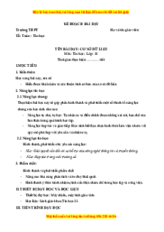 Giáo án Bài 11 Tin 11 Kết nối tri thức: Cơ sở dữ liệu