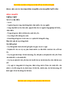 Lý thuyết Bài 21 Địa lí 10 Cánh diều: Địa lí các ngành nông nghiệp, lâm nghiệp, thuỷ sản