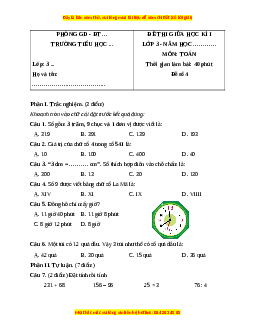 Đề thi giữa kì 1 Toán lớp 3 Chân trời sáng tạo (Đề 4)