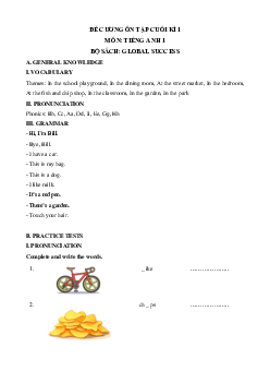 Đề cương ôn tập Cuối kì 1 Tiếng Anh 1 Global Success