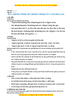 Giáo án Phương trình, bất phương trình mũ và lôgarit Toán 11 Cánh diều
