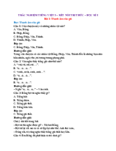 Trắc nghiệm Tiếng việt lớp 5 (cả năm) Kết nối tri thức có đáp án