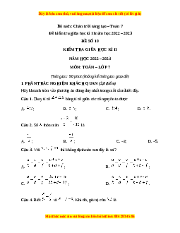 Đề thi giữa học kì 2 Toán 7 Chân trời sáng tạo có đáp án (Đề 10)