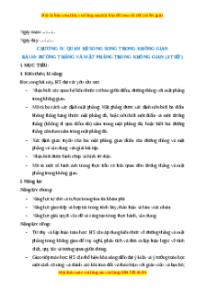 Giáo án Đường thẳng và mặt phẳng trong không gian Toán 11 Kết nối tri thức