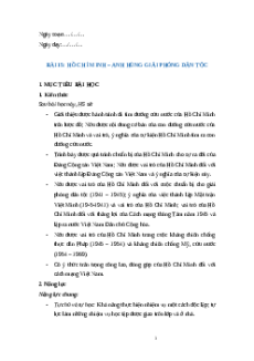 Giáo án Bài 15 Lịch sử 12 Cánh diều (2024): Hồ Chí Minh - Anh hùng giải phóng dân tộc