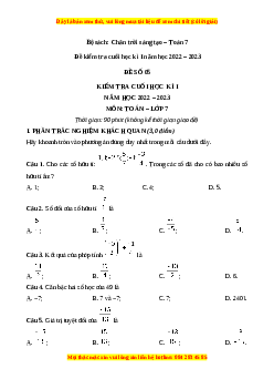 Đề thi cuối học kì 1 Toán 7 Chân trời sáng tạo có đáp án (Đề 5)