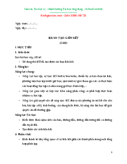 Giáo án Bài 10: Tạo liên kết Tin học 12 Kết nối tri thức