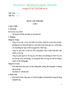 Giáo án Bài 10: Tạo liên kết Tin học 12 Kết nối tri thức