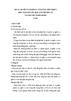 Giáo án Bài 13: Quyền và nghĩa vụ của công dân trong bảo vệ di sản văn hoá KTPL 12 Kết nối tri thức