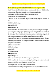 Trắc nghiệm Bài 18: Hiến pháp nước Cộng hòa xã hội chủ nghĩa Việt Nam về bộ máy nhà nước KTPL 10 Cánh diều