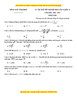 Đề thi Toán Sở Vĩnh Phúc lần 1 năm 2021