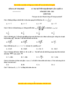 Đề thi Toán Sở Vĩnh Phúc lần 1 năm 2021