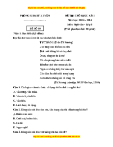 Đề thi cuối kì 2 Ngữ văn 8 Chân trời sáng tạo (Đề 10)