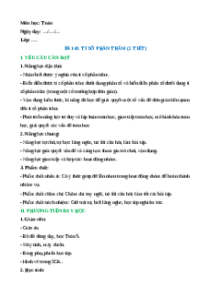 Giáo án Tỉ số phần trăm Toán lớp 5 Cánh diều