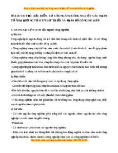 Lý thuyết Địa lý 10 Chân trời sáng tạo Bài 28: Vai trò, đặc điểm, cơ cấu ngành công nghiệp, các nhân tố ảnh hưởng tới sự phát triển và phân bố công nghiệp