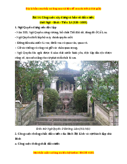 Lý thuyết Lịch sử 7 Chân trời sáng tạo Bài 14: Công cuộc xây dựng và bảo vệ đất nước thời Ngô - Đinh - Tiền Lê (938-1009)