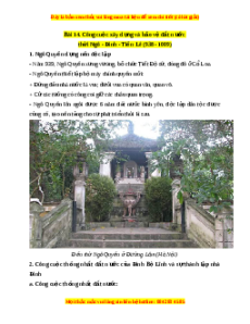 Lý thuyết Lịch sử 7 Chân trời sáng tạo Bài 14: Công cuộc xây dựng và bảo vệ đất nước thời Ngô - Đinh - Tiền Lê (938-1009)