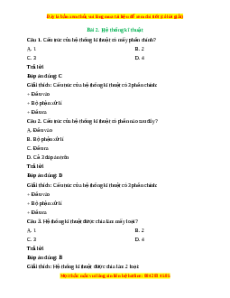 Trắc nghiệm Bài 2: Hệ thống kĩ thuật