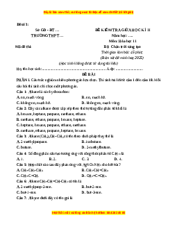 Đề thi giữa kì 2 Hóa Học 11 Chân trời sáng tạo (Đề 3)